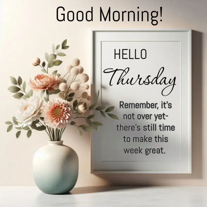 Hello Thursday Sticker Good morning and hello Thursday Instagram pos Template | PosterMyWall
