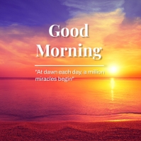 Good Morning Post with Sunrise over Sea Instagram Plasing template