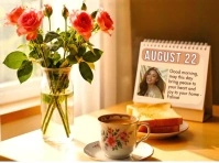 Good morning sunshine greetings card joyful happy new day Monday Tuesday Wednesday Thursday friday Presentación template