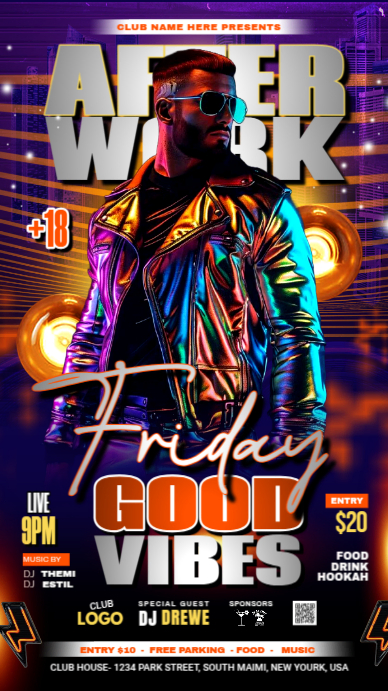 GOOD VIBES FRIDAY PARTY Instagram Story template