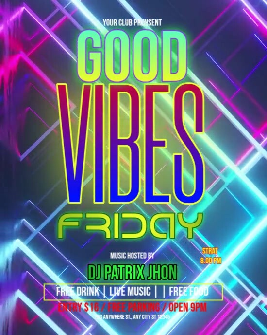 Good vibes friday video Instagram Portrait template