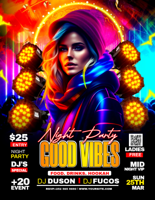 Good Vibes Night Party Flyer Template | PosterMyWall