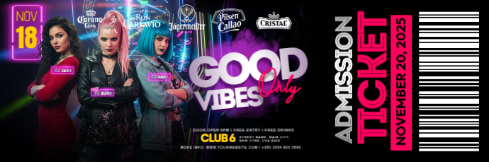 Good Vibes Only Club Ticket Email Header template