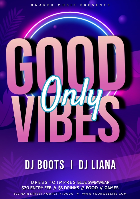 Good Vibes Only Party Ivitational Template A4