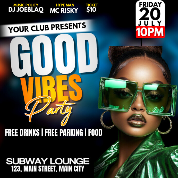 good vibes party โพสต์บน Instagram template