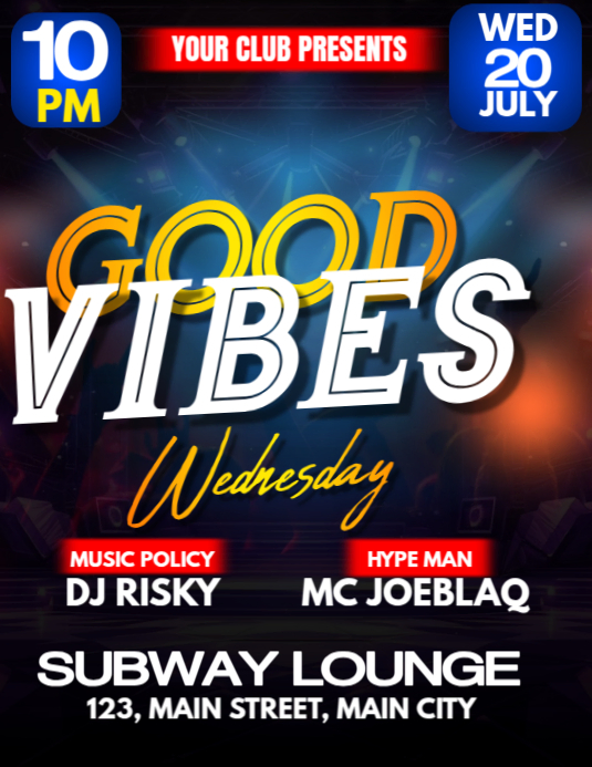 good vibes party Flyer (US Letter) template