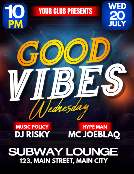 good vibes party Flyer (US Letter) template