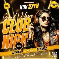 Черный Club Night Event Vierkant Template