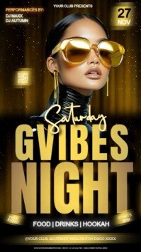 Good Vibes Party Event Ad Design Template Gold Instagram na Kuwento