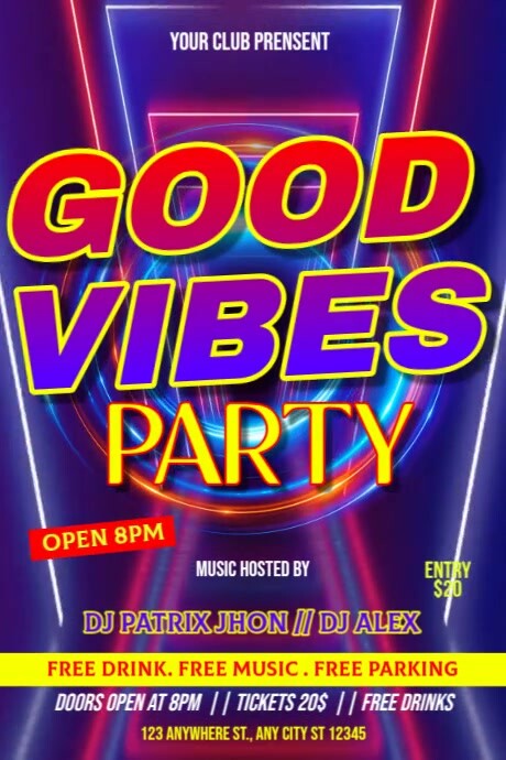 Good vibes party video Poster template