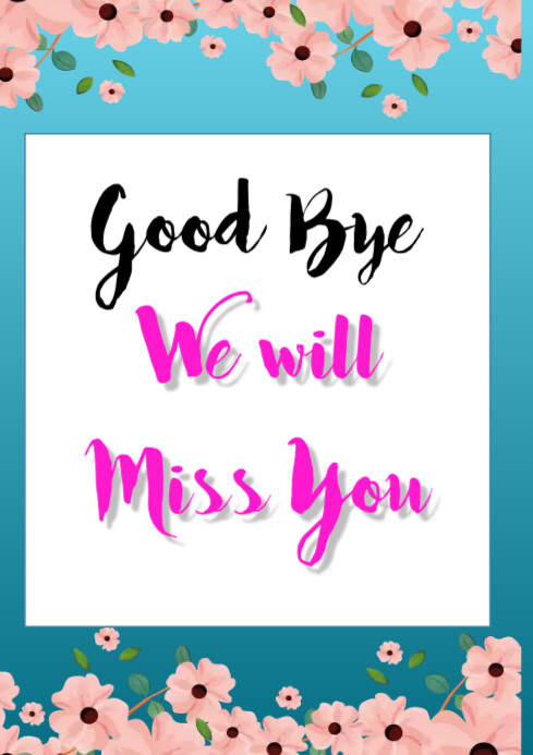 Goodbye Card Sample GOODBYE CARD Template | PosterMyWall