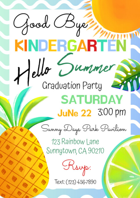 Goodbye Kindergarten Hello Summer Invitation , Goodbye Kindergarten ...