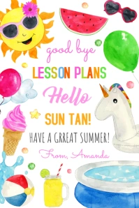 Goodbye Lesson Plans Hello sun tan! tag Banner 4' × 6' template