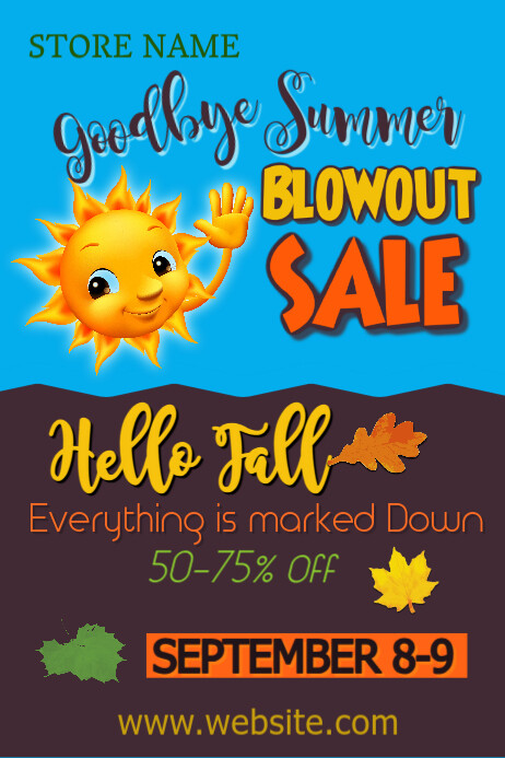 Goodbye Summer Hello Fall Sale Poster Templat Template Goodbye Summer Hello Fall Sale Poster Templat Template