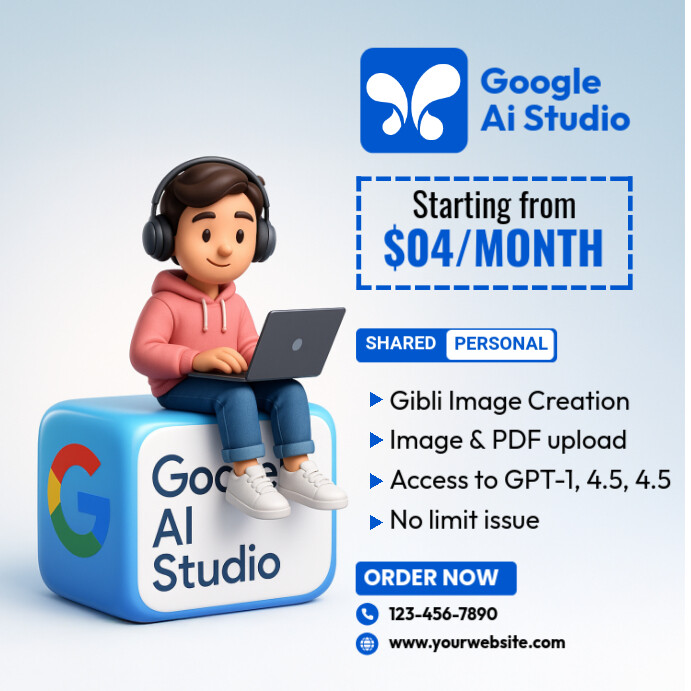 Google ai studio Subscription Selling Ad Template Square (1:1)