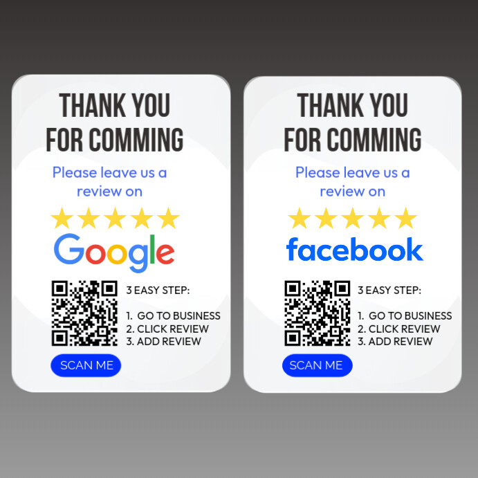 Facebook Review. Post Google and Facebook Review Scan Code Template | PosterMyWall