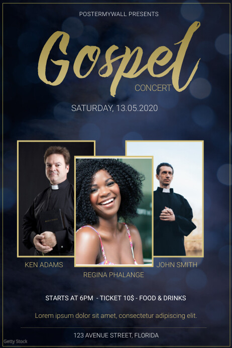 gospel concert church event flyer template Cartaz