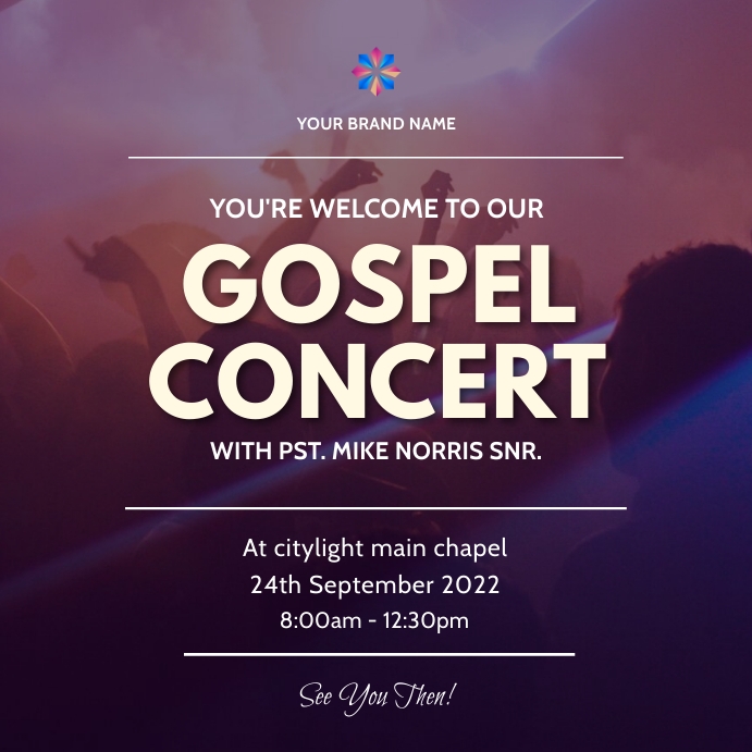 gospel concert church service flyer template Quadrado (1:1)