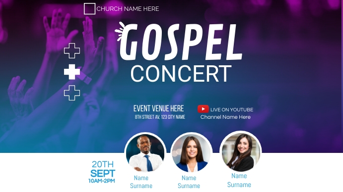 gospel concert Ecrã digital (16:9) template