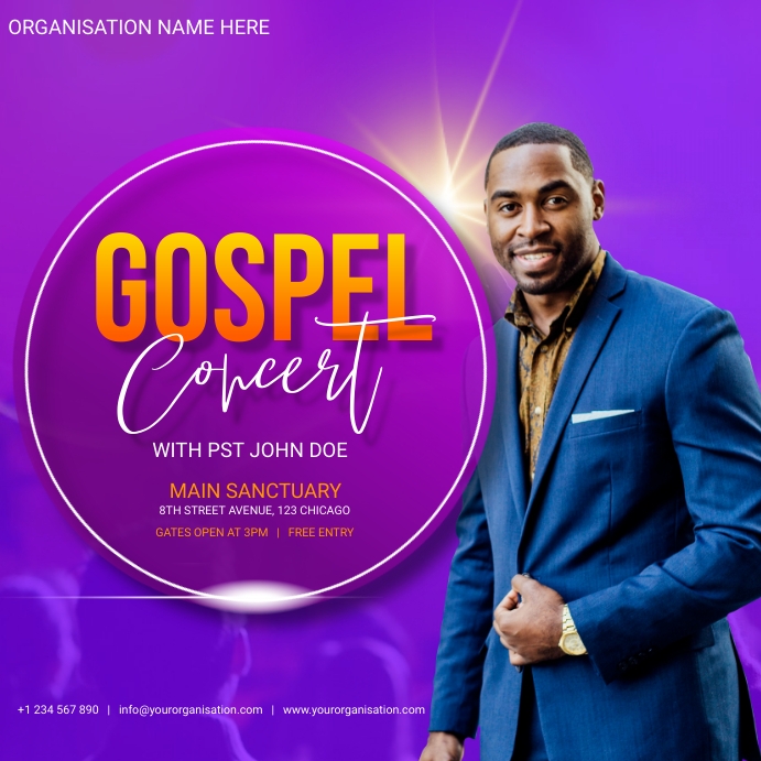 gospel concert flyer Instagram Post template
