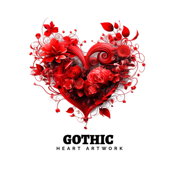 Gothic heart art Logótipo template