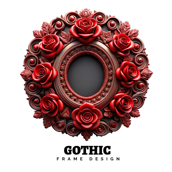 Gothic rose frame design Logótipo template