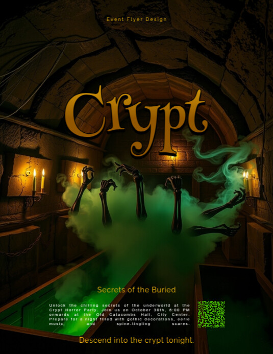 Copy of Gothic Smoky Crypt Halloween Flyer Background for Spooky Party ...
