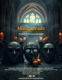 Gothic Vintage Halloween Mask Show Flyer Template