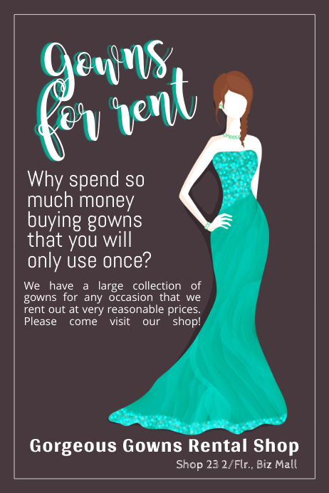 Gowns Rental Shop Template | PosterMyWall