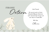 Grün Weiß Schwarz Illustrativ Floral Hase Frohe Ostern Karte Poster template