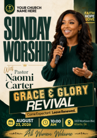 Зеленый Sunday Worship Event A4 Template