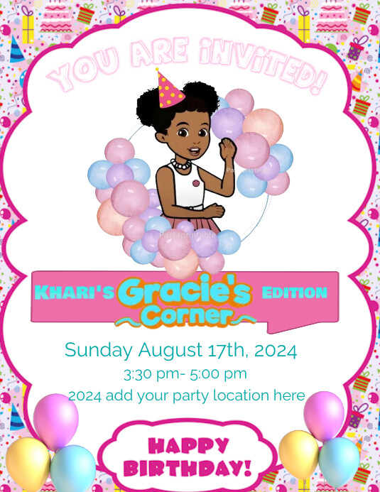 Gracie's Corner Birthday Invitation Flyer (US Letter) template