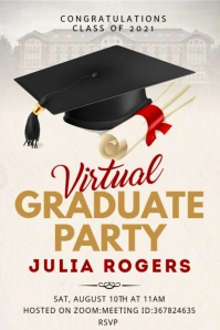 Grad cap virtual graduate party banner template