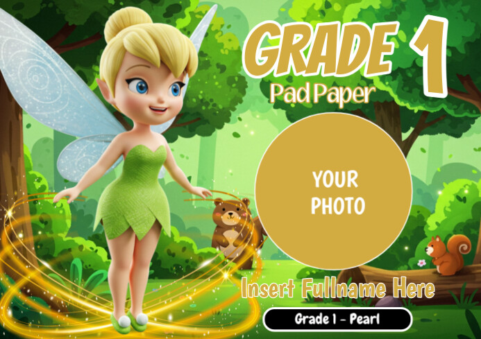 Grade 1 Pad Paper - THINKER BELL Theme A4 template