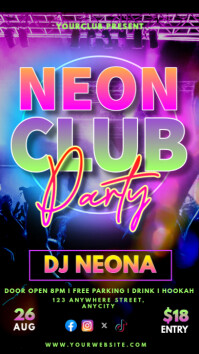 Gradien Neon Club Party Tampilan Digital (9:16) template