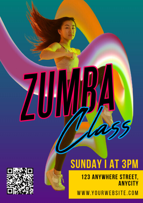 Gradien Zumba Classes A4 Template | PosterMyWall