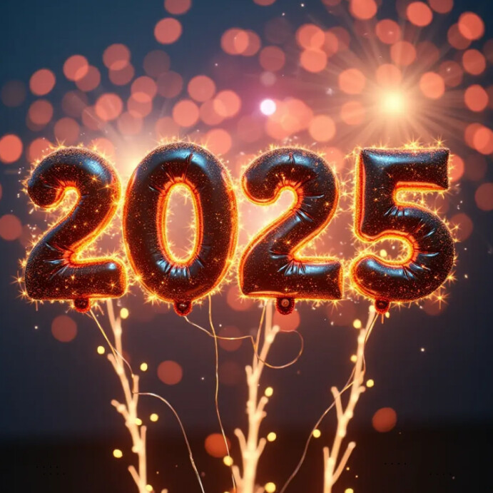 Gradient 2025 Design Template, Fireworks 2025 Instagram Post