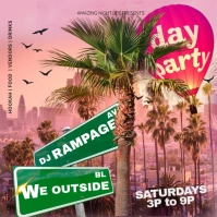 Gradient 3d Day Party Flyer Instagram Post Wpis na Instagrama template