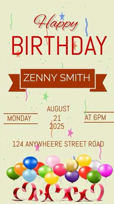 Gradient Animated Happy Birthday Mobile Video Instagram Story template