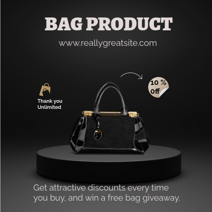 Gradient Black Modern Bag Product Amazon Product Image Instagram Post template