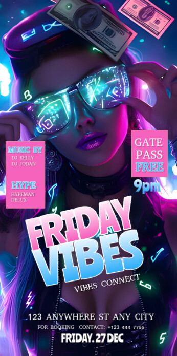 Gradient Blue Background Gradient Friday Vibe Roll Up Banner 3' × 6' template