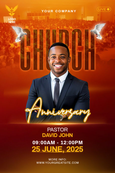 Gradient Church Anniversary Poster Template | PosterMyWall