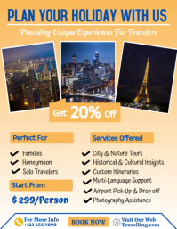 Gradient Collage Yellow Tour & Travel Flyer Ulotka (US Letter) template