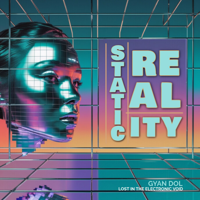 Gradient Digital Mirage (synthwave / Vaporwave) Album Cover template