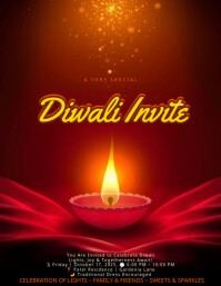 Gradient Diwali Festival Celebration Invite Flyer Template Volantino (US Letter)