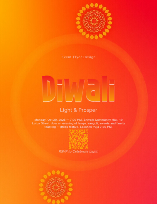 Gradient Diwali Luxe — Freestyle Freeform Glow Card Flyer (us Letter ...