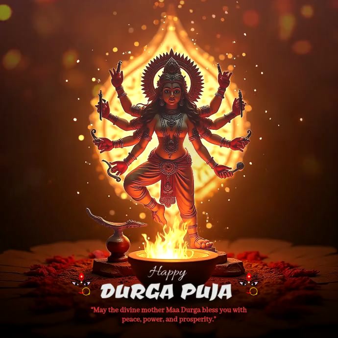 Gradient Durga Puja Square (1:1) template