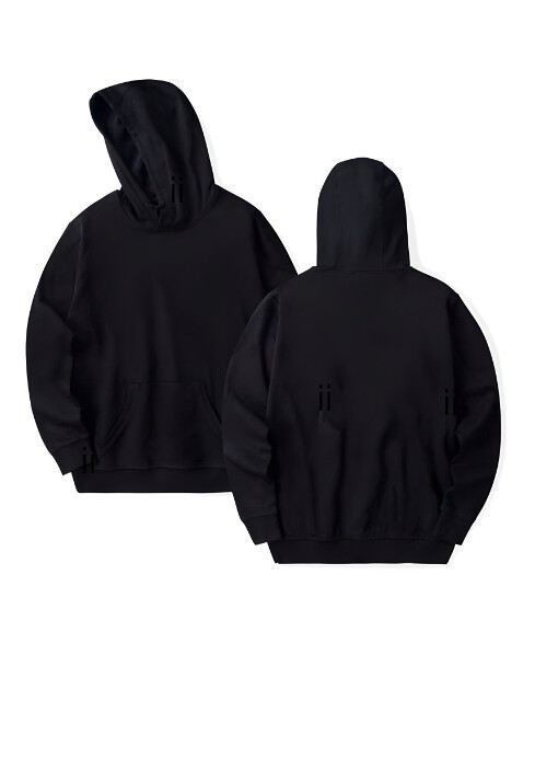 Gradient Front And Back View Of Black Hoodie A4 template