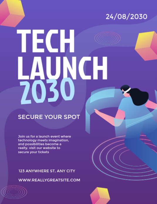 Tech Launch Message Copy of Gradient Futuristic Tech Launch Event Flyer (Us Letter ...