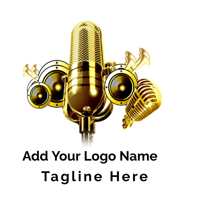 Gradient Gold Microphone Illustration, Microp โลโก้ template